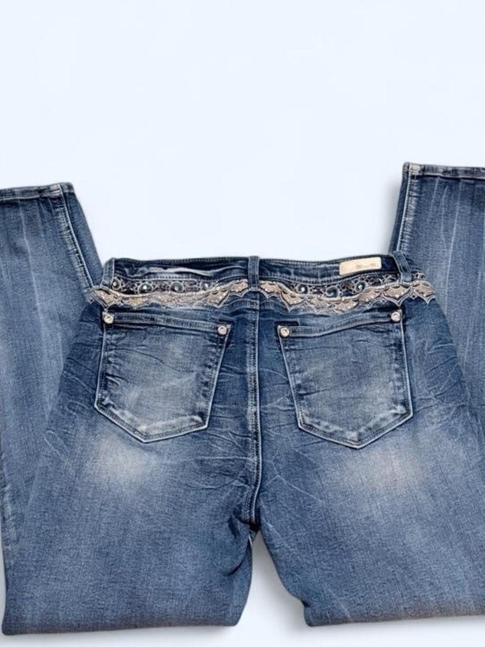 Miss Me Embellished Waist Boot Cut Jeans - Blue